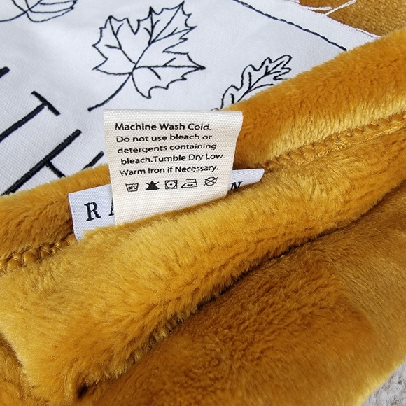 Rae Dunn Plush Throw with GATHER patch - Picture 8 of 9